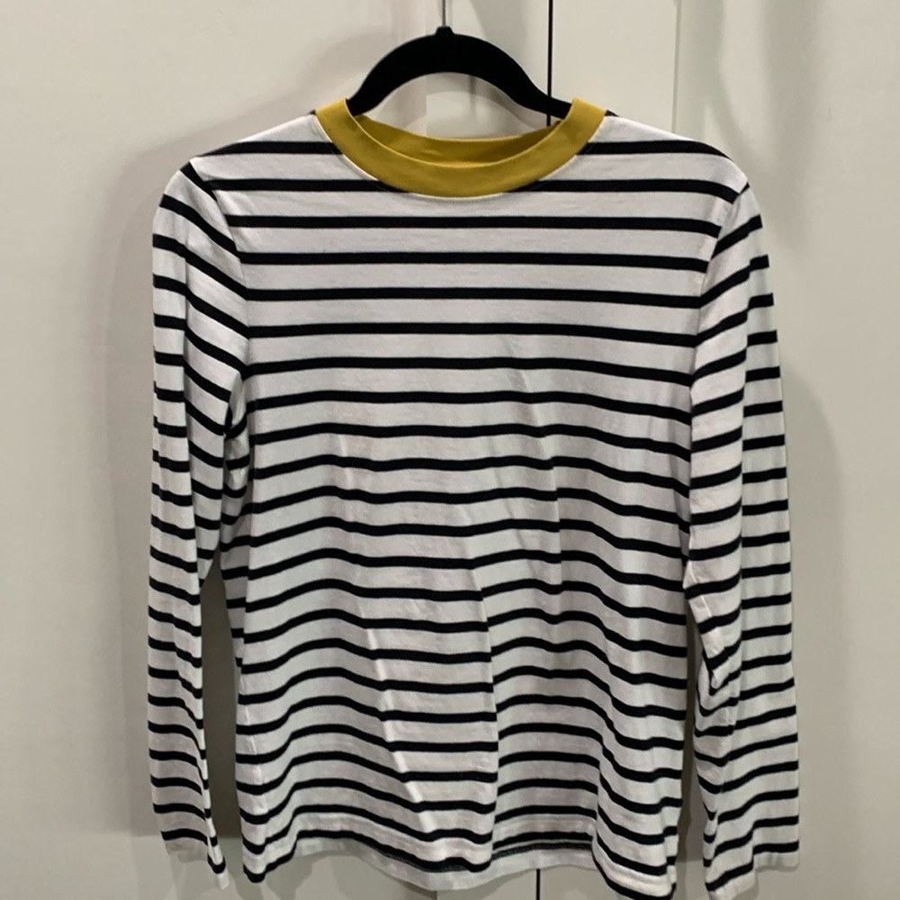 COS Striped Long Sleeve Tee with Yellow Accent